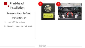 Preparations Before Installation 1 turn off the printer (Page 28 / 67) F2-6090 UV Flatbed Printer Product Installation and Operation Instructions